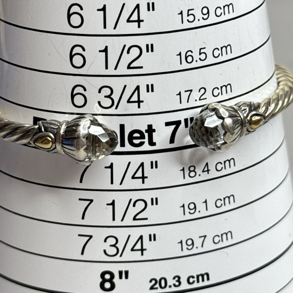Cable Cuff Bracelet White Topaz Twist 18K Gold Sterling Silver Bali Designs 7" - Picture 11 of 11